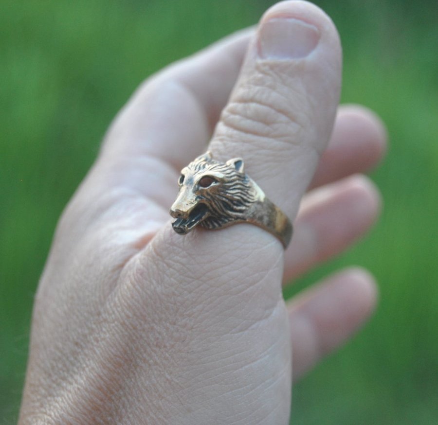 Varg Vargflock Wolf Brons. Ring Storlek 18.5