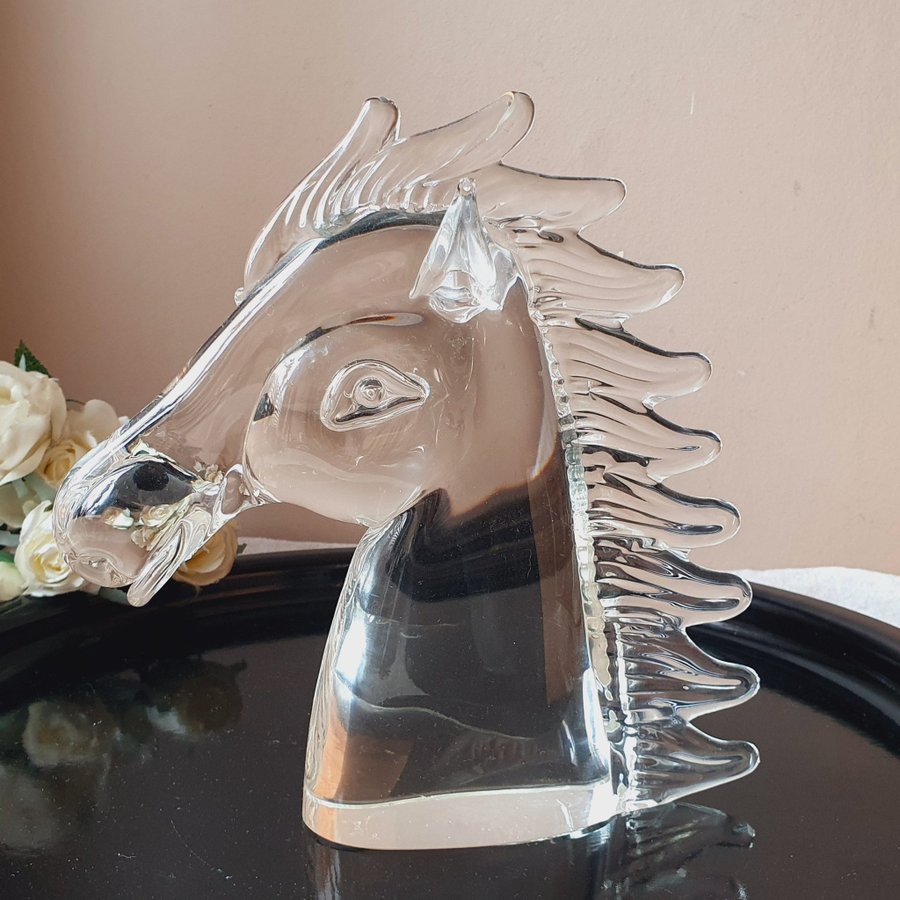 Murano häst horse hästhuvud 20 cm glas signerat ZANETTI