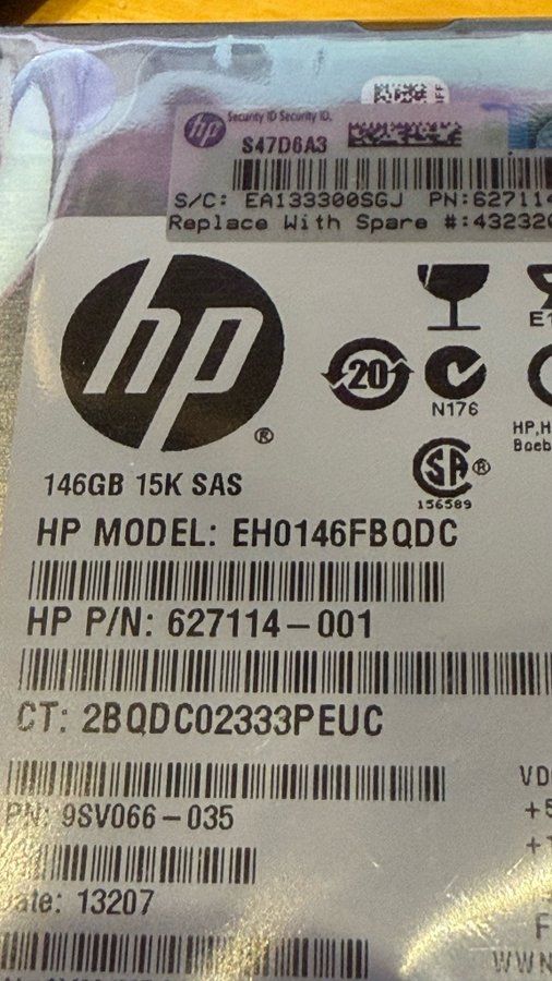 HP 146GB 15K SAS Hårddisk