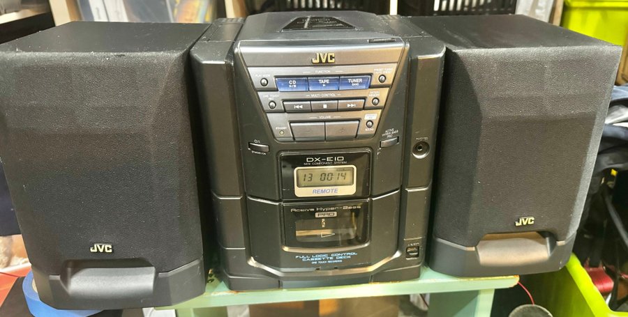 JVC DX-E10BK Mini Komponentsystem Stereo CD kassett fjärrkontroll