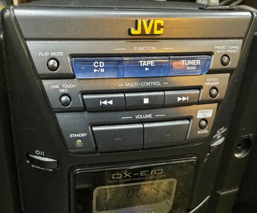 JVC DX-E10BK Mini Komponentsystem Stereo CD kassett fjärrkontroll