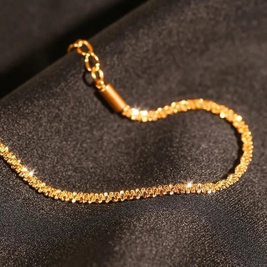 Lyxig Minimalistisk Glittrande Guld Armband 18K Guldpläterad