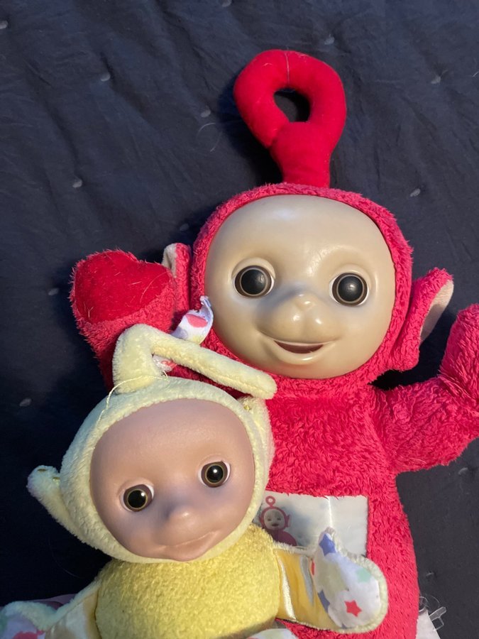 2st vintage teletubbies röd gul teletubbie PO Laa Laa gosedjur mjukdjur leksak