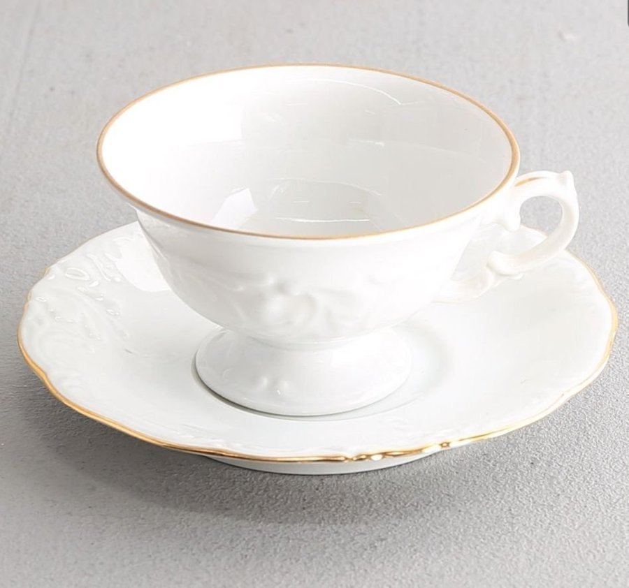 Mycket FIN ! 12 st Vintage shabby chic kaffekoppar med fat guldkant polen SÖTA