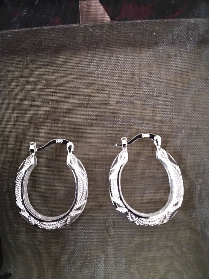 Silverörhängen sterling 925, snygga creoler hoops, silverpläterade 925 stämplade