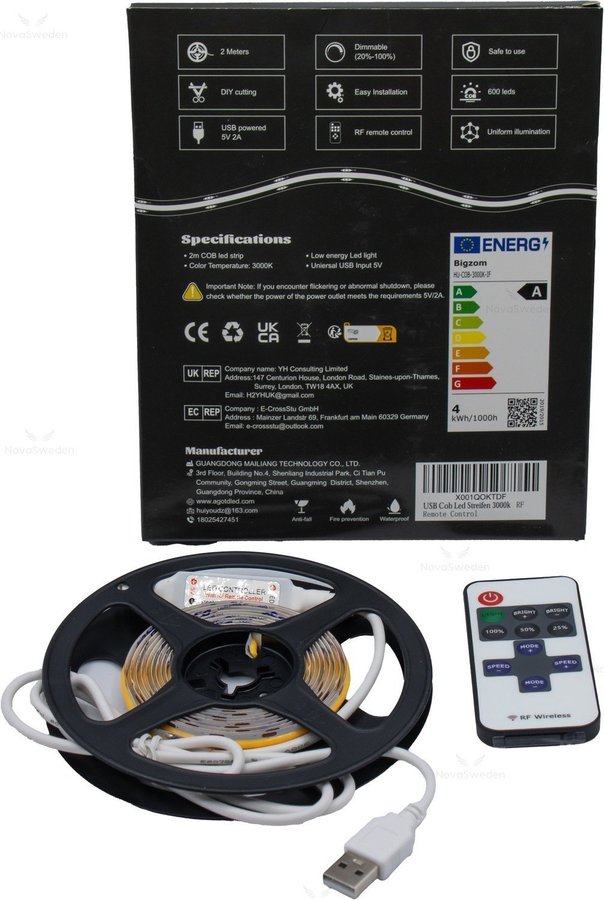 NY 2M LED-remsa med fjärrkontroll | Dimbar| Varmvitt | 3000k | Ordpris 189kr