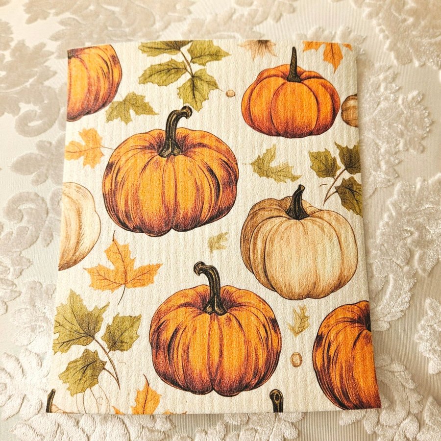 Disktrasa wettex duk med tryck print pumpor halloween höst