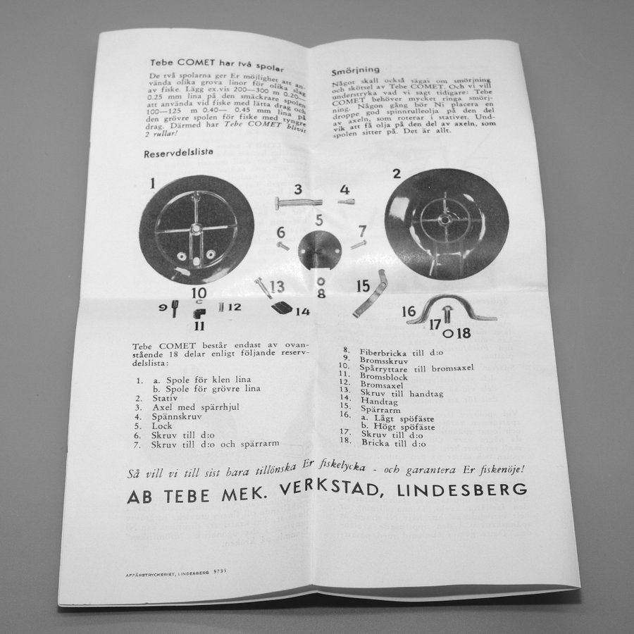 Haspelrulle "Comet" från 1956-1958, Tebe Mekaniska Verkstad, Lindesberg