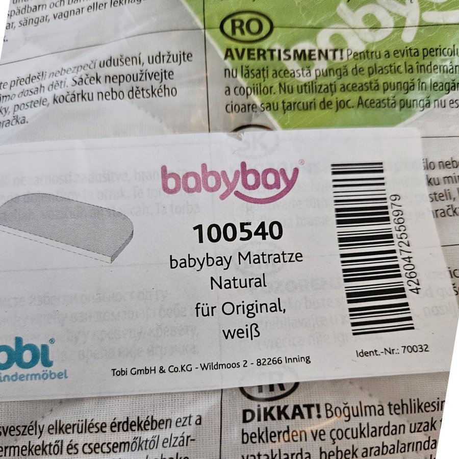 Oanvänd Babybay madrass