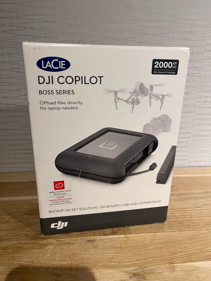 LaCie extern hårddisk 2Tb DJI Copilot med inbyggt batteri