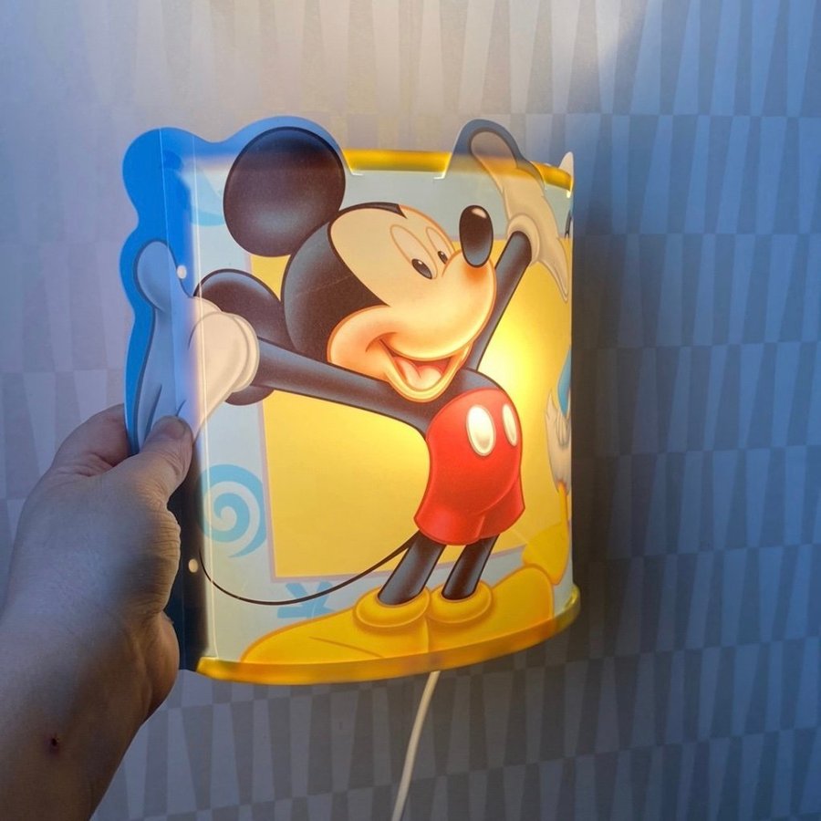 Musse pigg Kalle Anka vägglampa retro vintage Mickey Mouse Donald Duck