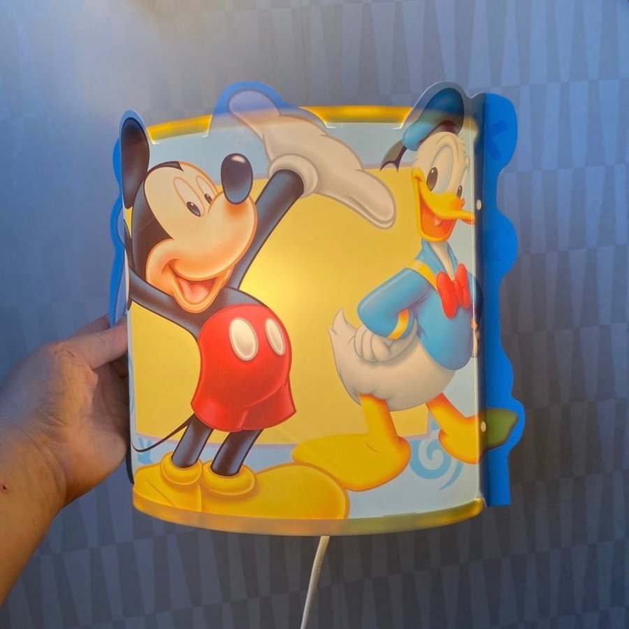 Musse pigg Kalle Anka vägglampa retro vintage Mickey Mouse Donald Duck