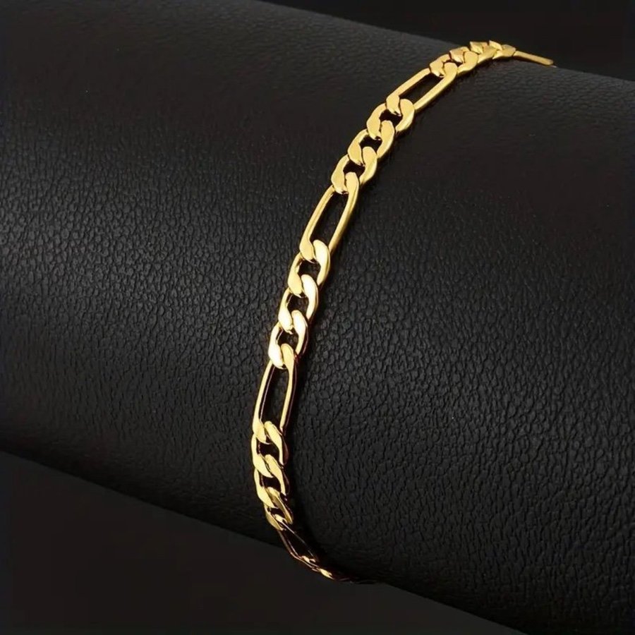 Lyxig 18K Guld Figaro Armband 20cm 18 K Guldpläterad Kedja