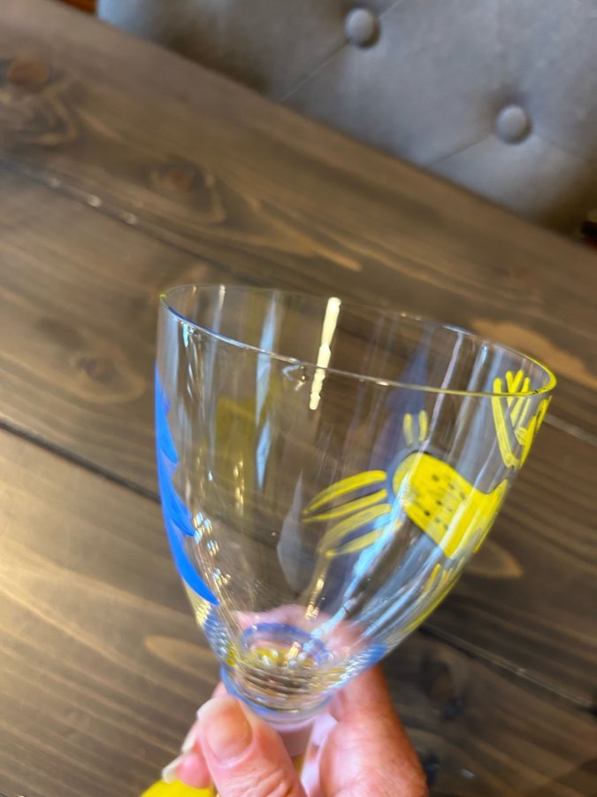 1 st Handmålat Stort Ölglas/ vinglas BERGDALA älg GLASBRUK BENGT LINDBERG