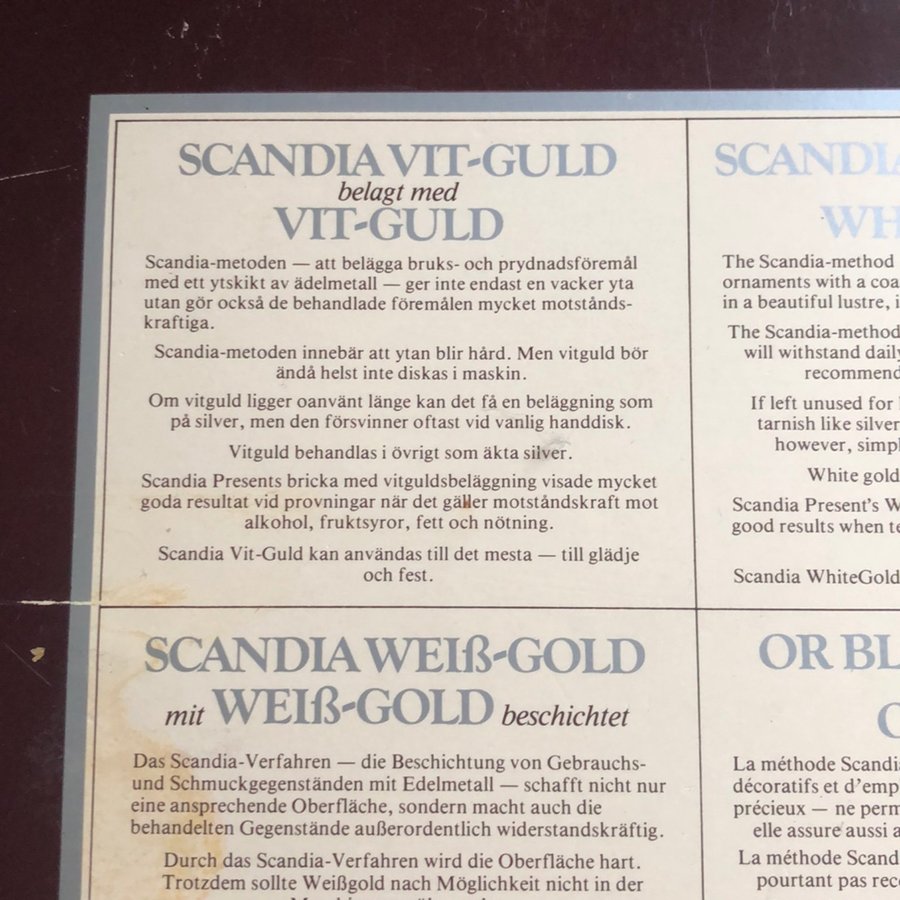 Scandia bricka belagd med vitguld