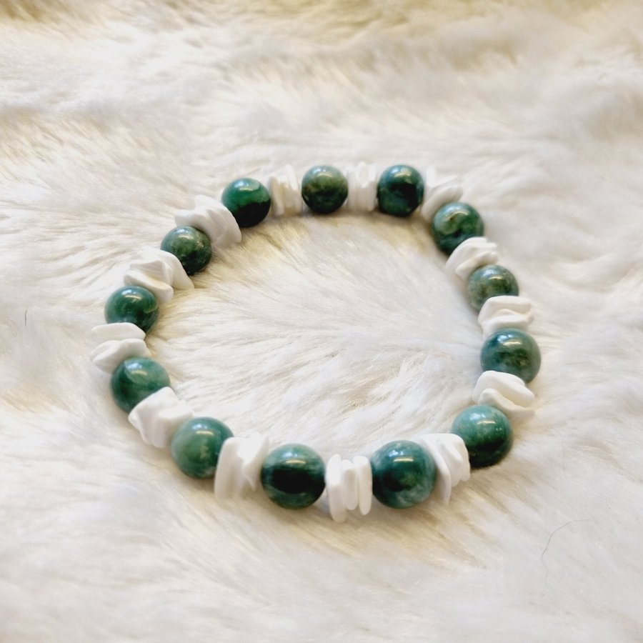 Aesthetic Bobemian Bracelet Shells and Jade