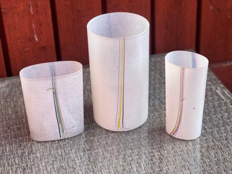 BERTIL VALLIEN,3 stycken vaser ''Rainbow'', glas, Kosta Boda