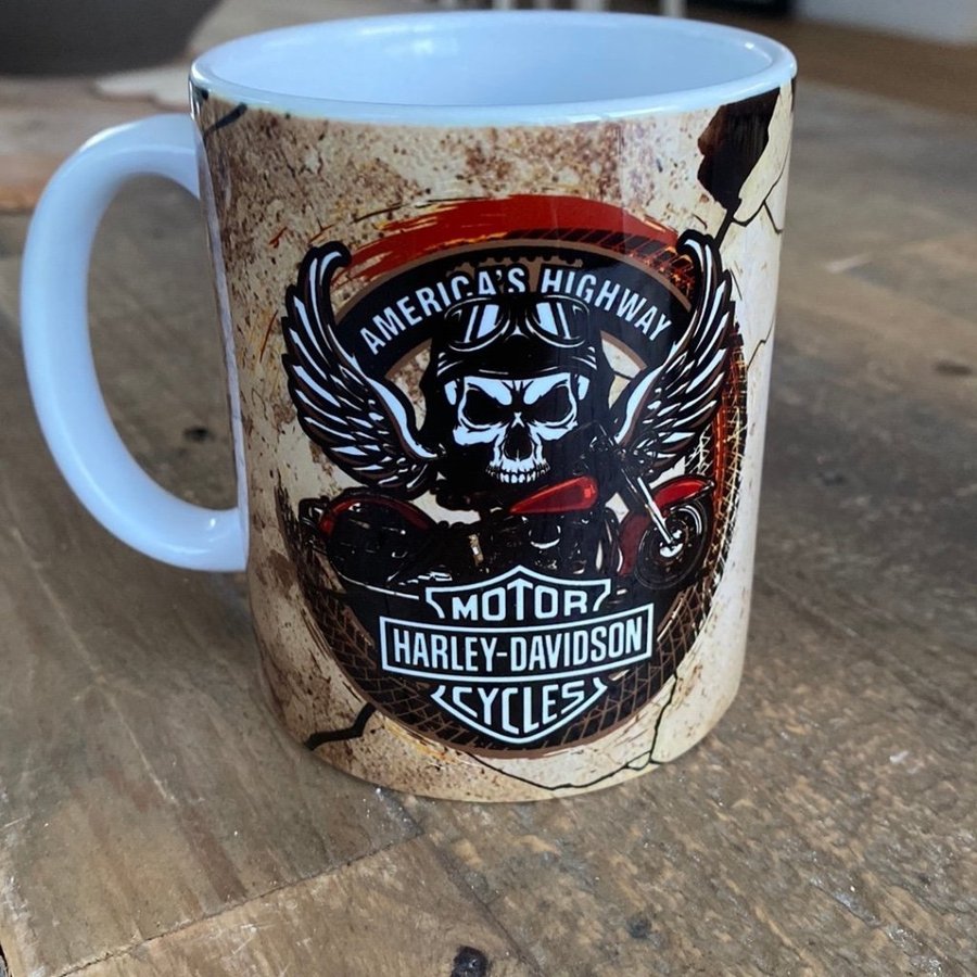 Kaffe mugg Harley Davidson motiv