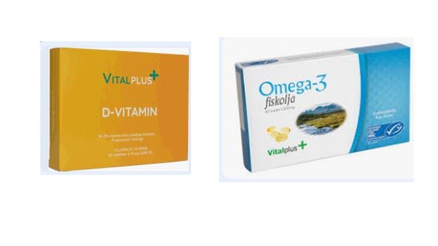 Vitalplus D-vitamin 30 tabletter och Omega-3 fiskolja 60 kapslar Nytt!