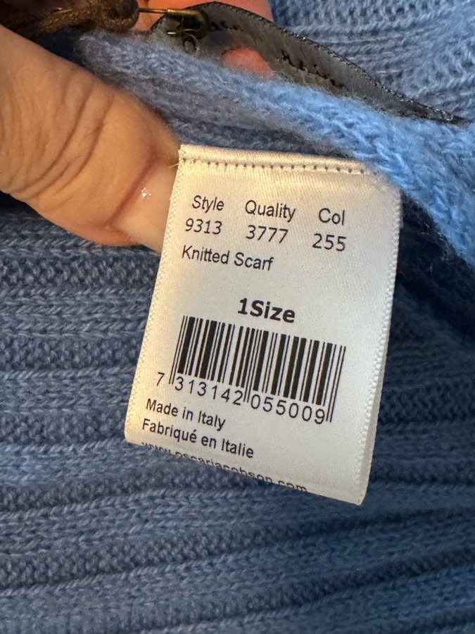 100% kashmir Cashmere Oscar Jacobson blå halsduk, storlek ONE SIZE