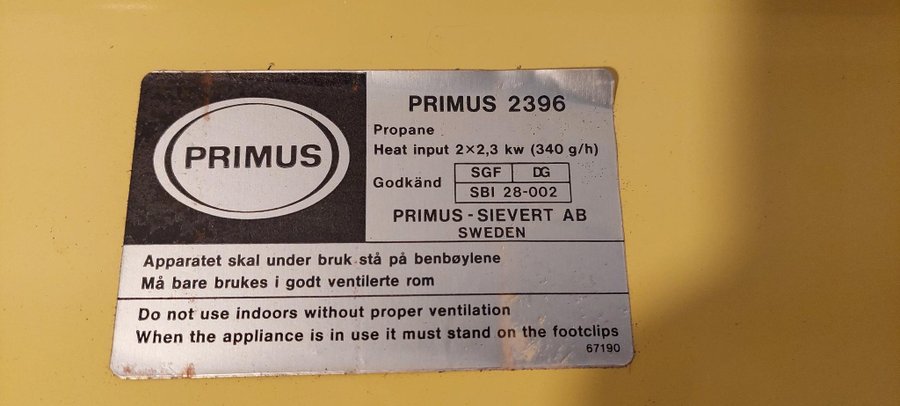 Primus 2396 Campingkök i mycket bra skick