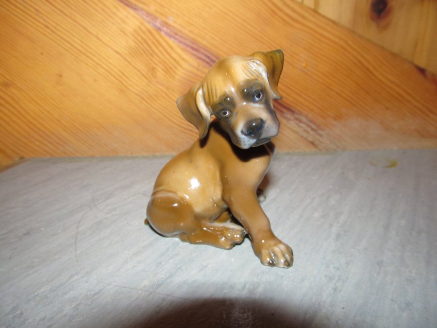 ROSENTHAL Ovanlig Samlar Hund Boxer Valp Figurin Porslin Retro Vintage Nostalgi