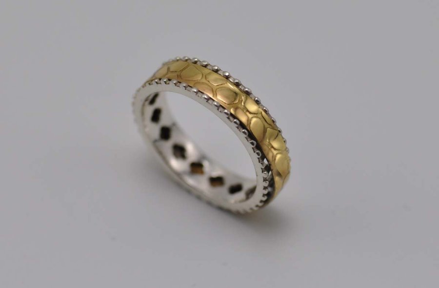 Vackert silver 925 ring - guld pläterad 14 k - Fidget Spinner Ring