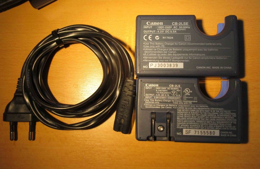 Canon CB-2LSE och CB2LS (Amerikansk kontakt) Batteriladdare