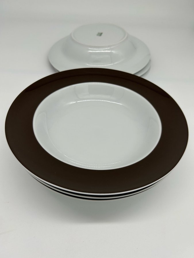 Rosenthal SOUP PLATE SET, of 6 in chocolate color