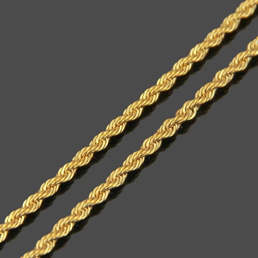 50cm 4mm guld 18K cordellänk Stämplad twisted pläterad kedja länk nickelsäker