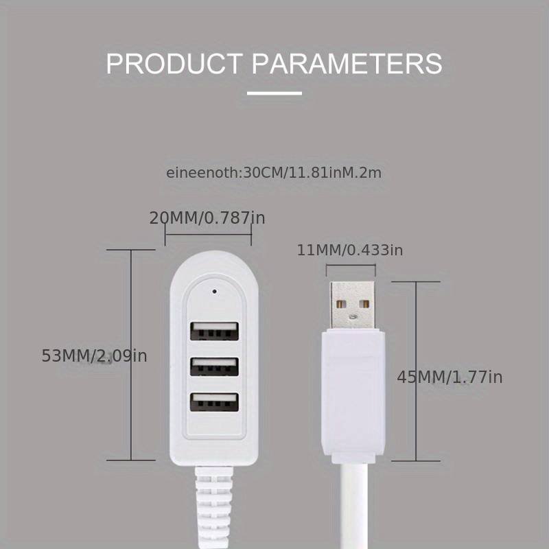 USB med 3 portar, laddare, kabellängd 120 cm