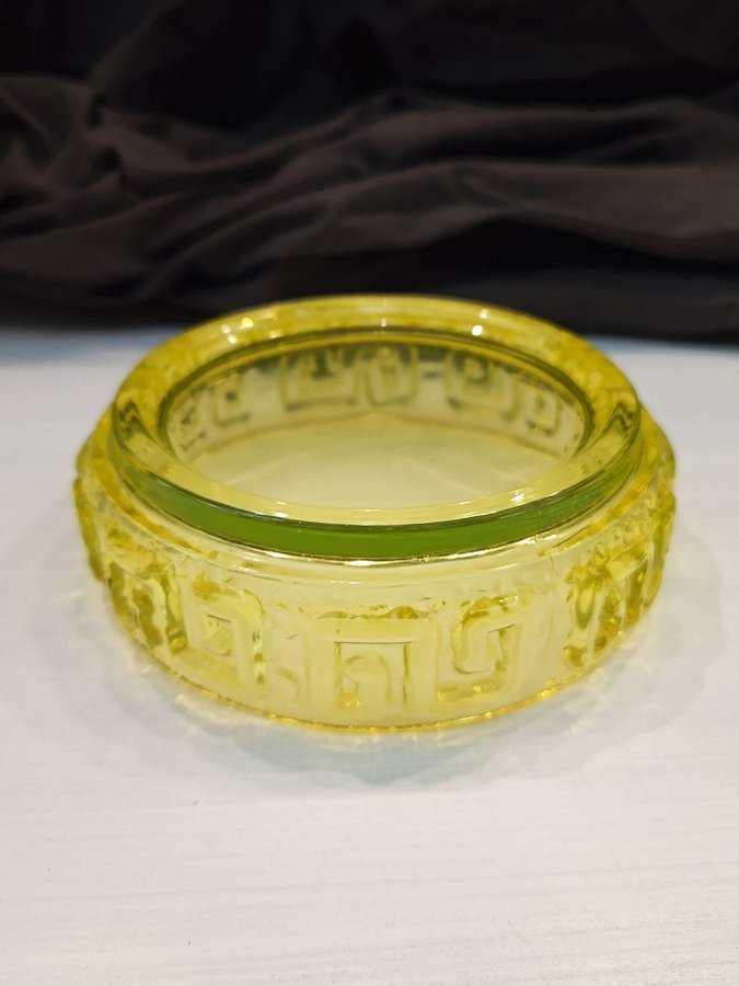 Riihimäen lasi taalari dessert bowl, uranium glass