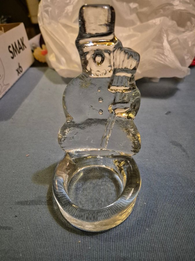 Glas Snögubbe Ljusstake