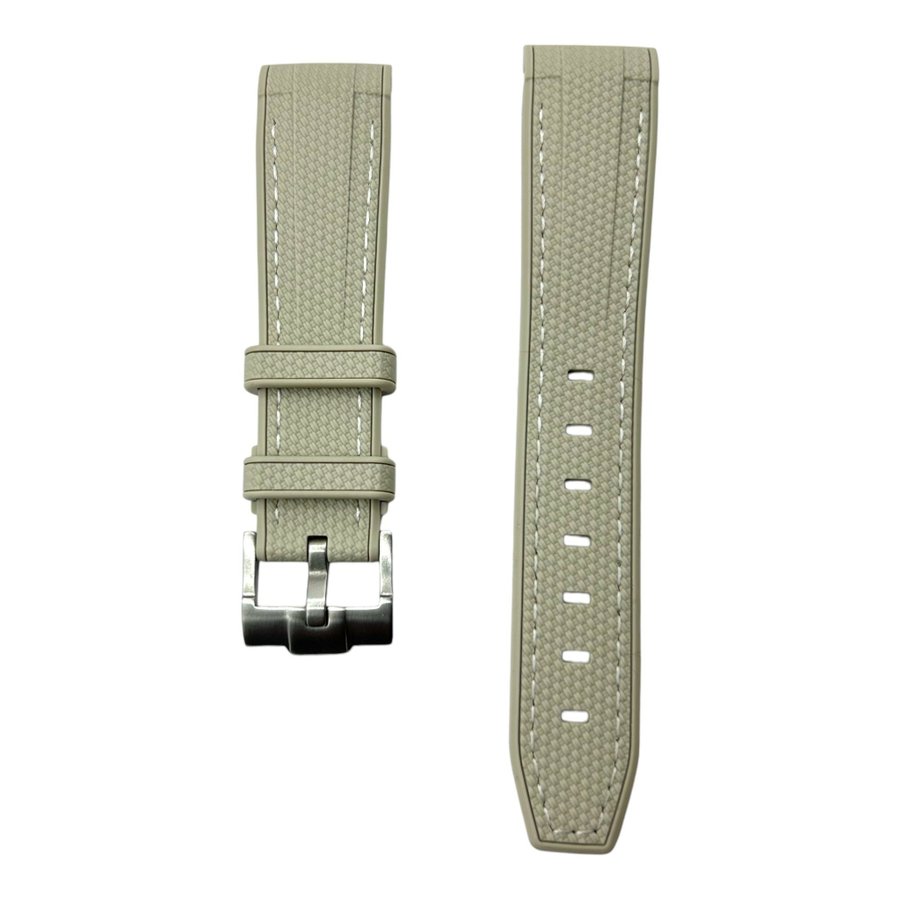 Klockarmband 20mm Gummi Curved - Beige/vit