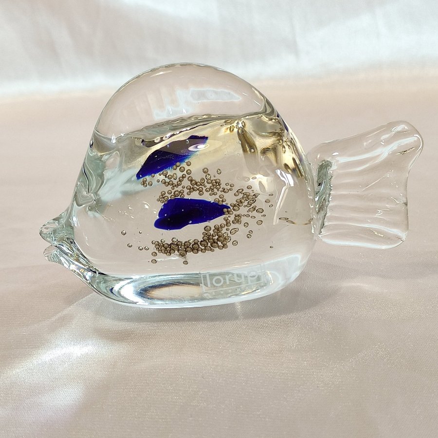 Lorup hand made konstglas fisk figurin