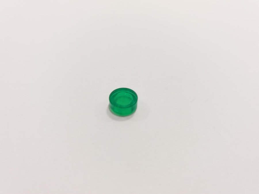 Lego - transparent - tile - rund - 1x1 - part 98138 - grön (trans green)