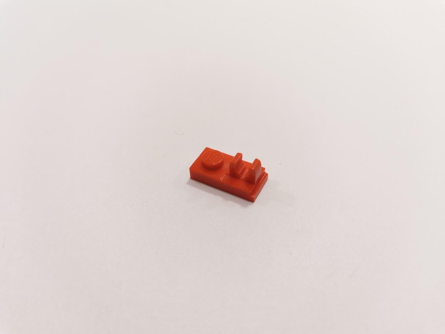 Lego - plate - modified - clips on top - 1x2 - part 92280 - röd