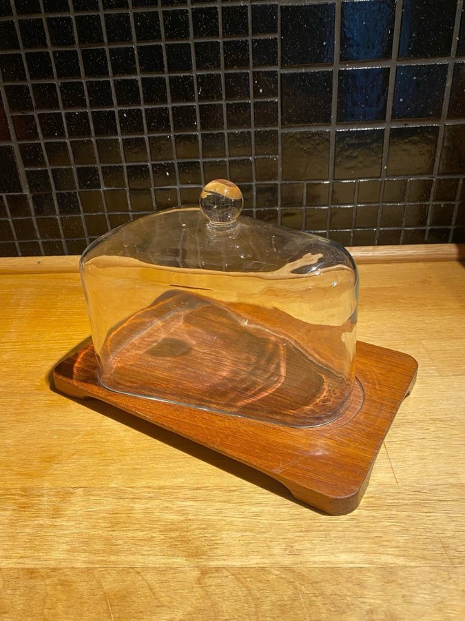 Vintage ostkupa i glas  teak