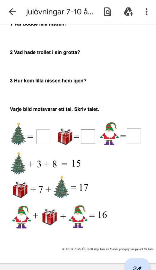 Julövningar för barn ca 7-10 år VIA BREV