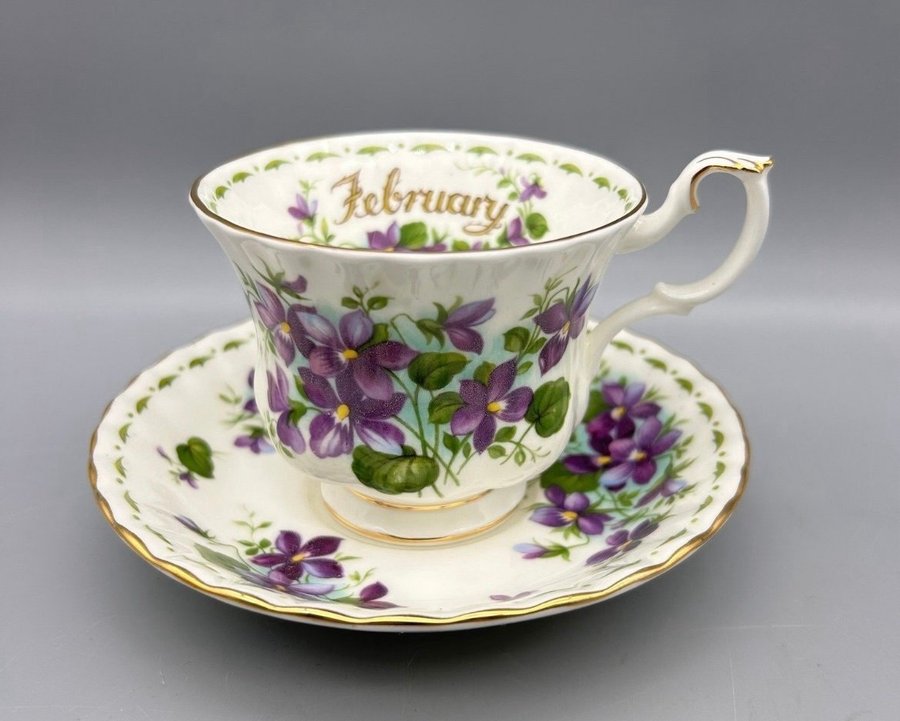 Royal Albert February Februari Kaffekopp Tekopp med fat