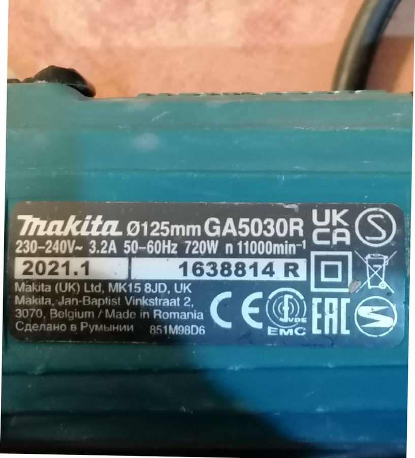 MAKITA Vinkelslip, DEFEKT!