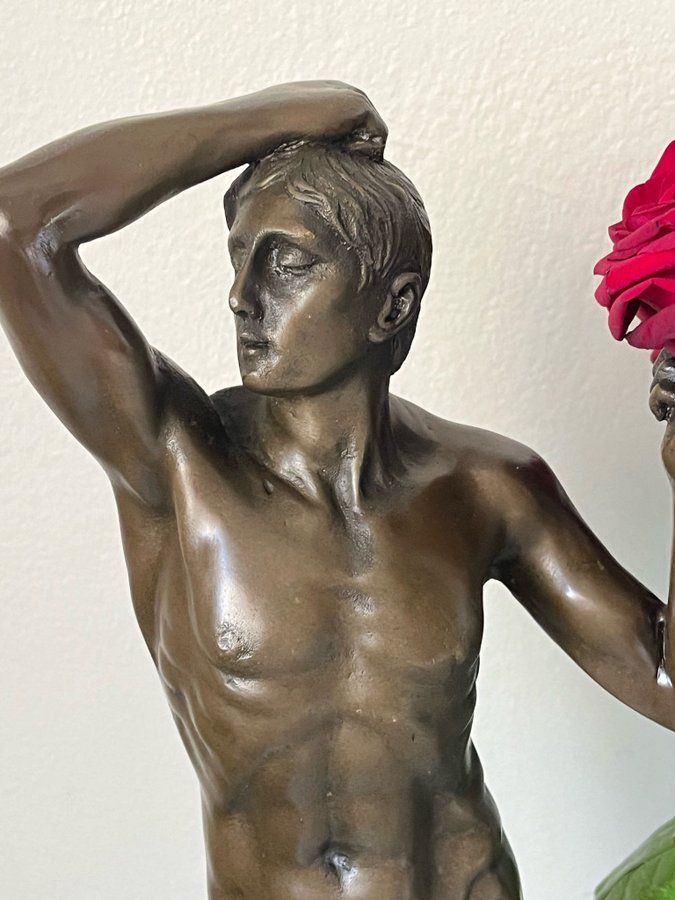 Skulptur i brons efter Rodin ”Bronsåldern" h 45 cm