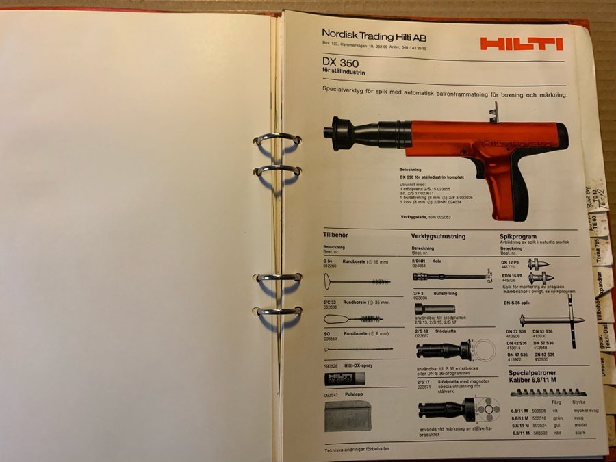 Pärm HILTI Produktkatalog Borrmaskin Expander Borrhammare Maskin Bultpistol