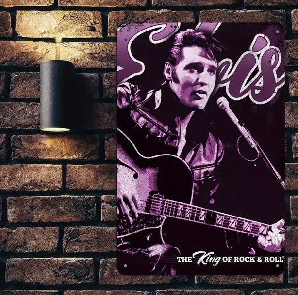 Elvis Presley - the King of Rock  Roll, Metall Skylt, 20 x 30 cm