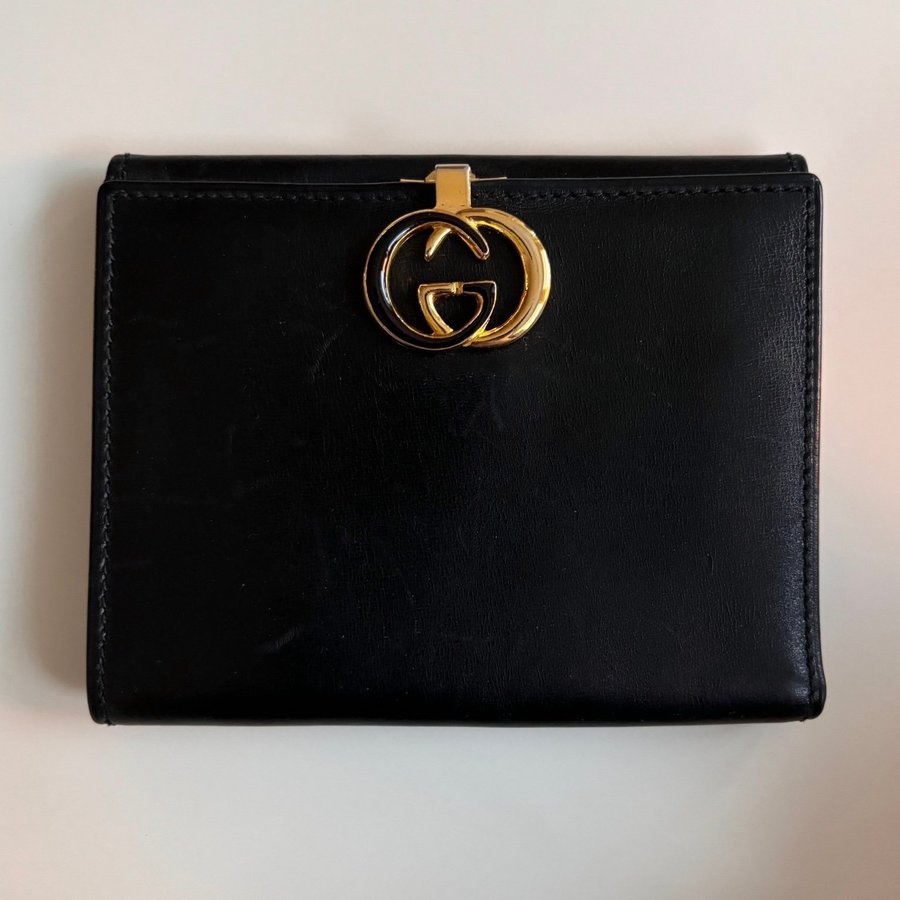 Gucci plånbok i svart skinn, vintage