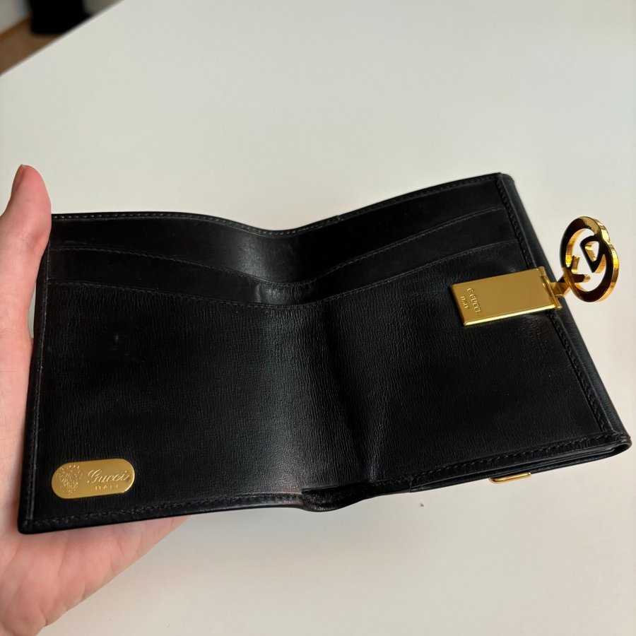 Gucci plånbok i svart skinn, vintage