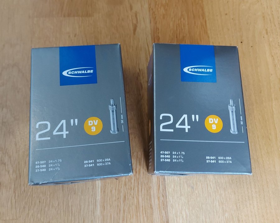 Cykelslang: 2 st Schwalbe Innertub 24 tum DV9 NYA