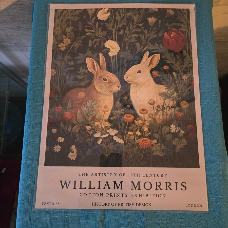 Ljuvlig bild på canvasduk, tavla, poster, paret HARE/KANIN, WILLIAM MORRIS