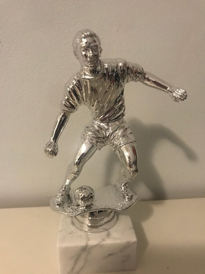 Fotbollstrofé i silver 18 cm