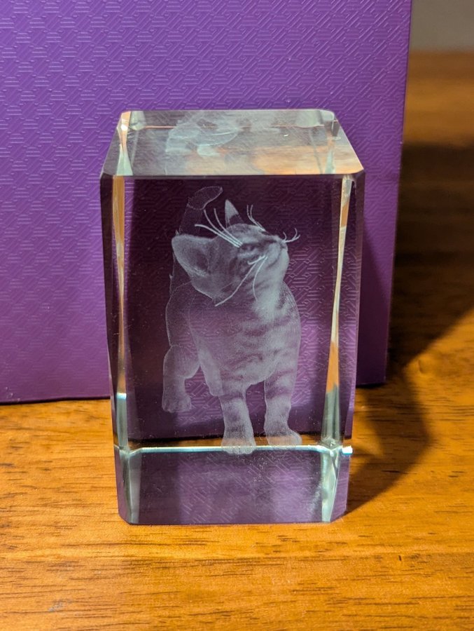 Glasfigur av en katt